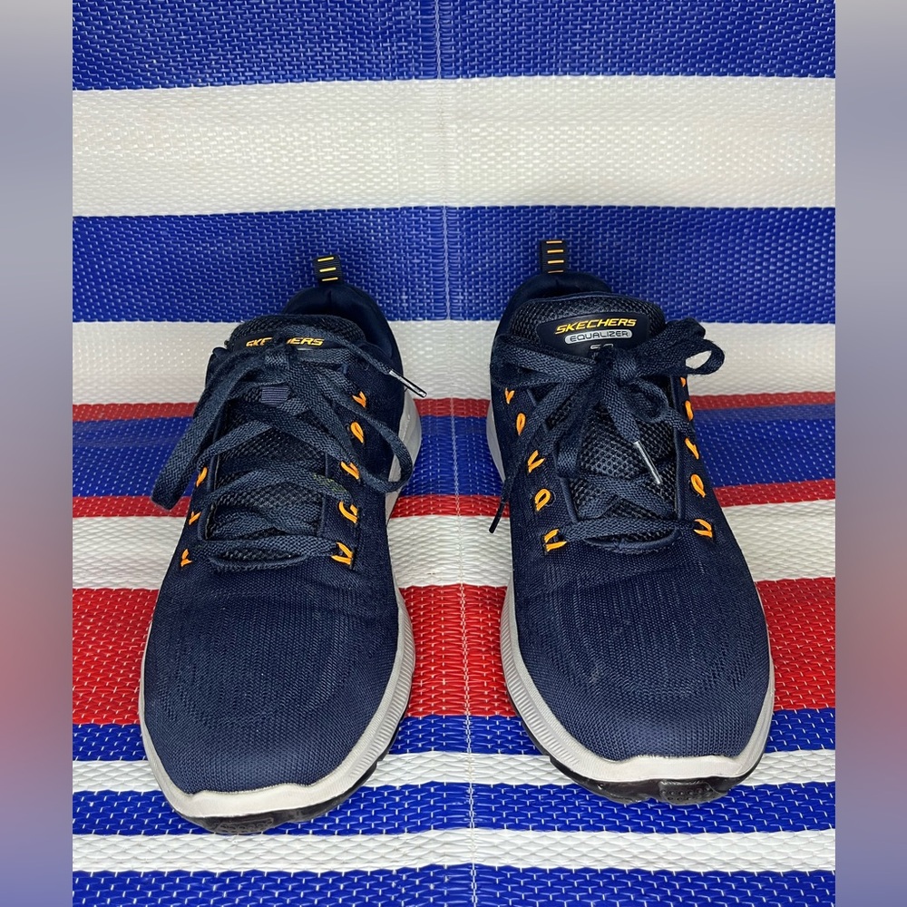 Skechers Track Moulton Shoes Mens Navy Blue Memory Foam Washable Sneakers 10.5 - Picture 5 of 16